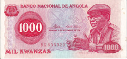 BILLETE DE ANGOLA DE 1000 KWANZAS DEL AÑO 1976 EN CALIDAD EBC (XF) (BANKNOTE) - Angola