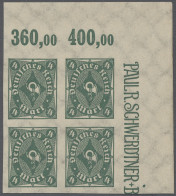 **/*/Viererblock Deutsches Reich - Inflation: 1922, Posthorn 4 Mark Dunkelgrün Im Ungezähntem Vie - Ungebraucht