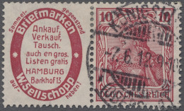 O Deutsches Reich - Zusammendrucke: 1911, Germania 10 Pfg. Rotkarmin Mit Links Anh - Zusammendrucke