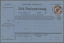 Brf. Deutsche Post In China: 1901, Blaue "Feld-Postanweisung" Mit Aufgeklebter 50 Pfg - Chine (bureaux)