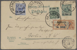 GA Deutsch-Ostafrika: 1896, Krone/Adler, Doppelkarte Mit Wertstempel "3 PESA 3" Auf - África Oriental Alemana
