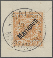 Briefstück Deutsche Kolonien - Marianen: 1900, Krone / Adler, 25 Pfg. Mit Diagonalem Aufdru - Mariana Islands