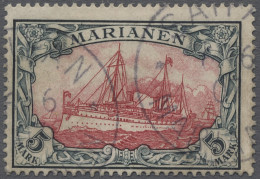 O Deutsche Kolonien - Marianen: 1901, Kaiseryacht Ohne Wz., 5 Mark Grünschwarz / D - Mariana Islands