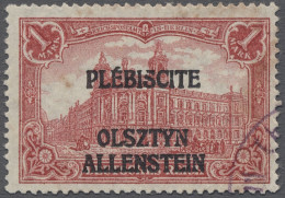 O Deutsche Abstimmungsgebiete: Allenstein: 1920, 1 Mark Reichspostamt Mit Dreizeil - Otros & Sin Clasificación