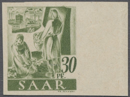 * Saarland (1947/56): 1947, 25 Und 30 Pfg. Je Als Ungezähntes Rechtes Randstück, G - Nuevos