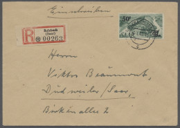 Brf. Saarland (1947/56): 1948, 50 Fr. Auf 1 M Schwärzlichgraugrün Mit Schwarzem Aufdr - Covers & Documents