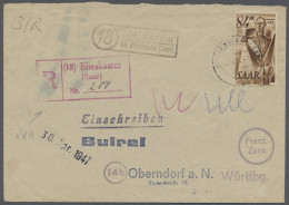 Brf. Saarland (1947/56) - Besonderheiten: 1947, Saar I, 84 Pfg. Schwärzlichgelbbraun, - Other & Unclassified