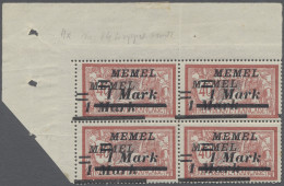 **/Viererblock Memel: 1922, Freimarke 1 Mark Auf 40 C. Mit Doppeltem Aufdruck Im Postfrischem, - Klaipeda 1923