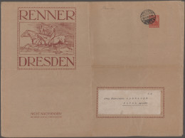 GA Deutsches Reich - Privatganzsachen: 1906/1911, Modehaus Adolph Renner, Dresden, - Autres & Non Classés