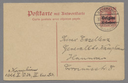 Brf./GA Deutsche Besetzung I. WK: Landespost In Belgien: 1914/18, 67 Belege, Alle Ins Au - Occupation 1914-18