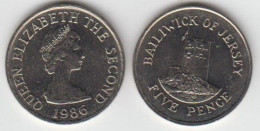 Jersey 1986 5p Coin (Large Format) Aunc - Jersey