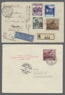 Flugpost Liechtenstein: 1930-1980, Erstflugbelege, 60 Verschiedene In Briefalbum, Vor 194 - Lotti/Collezioni