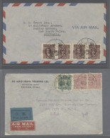 Cover China: 1946-48, 5 Airmail Letters To Abroad Franked With Many Stamps ÷ 1946-48, - Covers & Documents