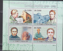 MEDICINE- ST LTHOMAS PRINCE - 2009 - LOUIS BRAILLE SHEETLET OF 4  MINT NEVER HINGED - Handicaps