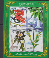 BHUTAN - 2002 - MEDICINAL PLANTS SHEETLET OF 4 MINT NEVER HINGED - Bhoutan