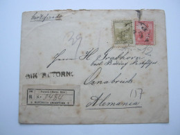ARGENTINIEN , 12 C. + 30 C. , Certificado  A Alemania - Storia Postale