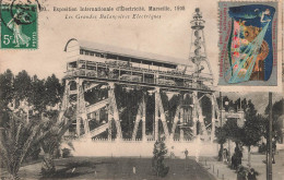 Exposition D'Electricité MARSEILLE 1908 Les Grandes Balançoires Electriques + Vignette - Mostra Elettricità E Altre