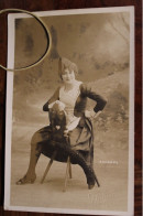 Carte Photo 1910's Rolande Sepia Actrice Tirage Print Vintage Patriotique - Patriottisch