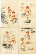 FANTAISIE  ENFANTS  -  LOT 4 CARTES ANCIENNES - Cartes Humoristiques