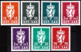 NORWAY 1981-82 Official. Heraldry. 7v, MNH - Dienstmarken