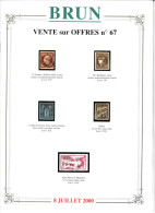 VENTES BRUN 2000  67e VENTE SUR OFFRES DU 8/7/2000 - Catalogues De Maisons De Vente