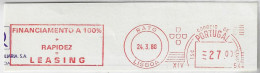 Portugal 1988 Cover Fragment Meter Stamp Pitney Bowes-GB 5000 slogan 100% Financing + Speed ​​= Leasing From Lisbon Rato - Covers & Documents