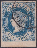 Spain 1862 Sc 57 España Ed 59 Used Barcelona Date (fechador) Cancel - Usados