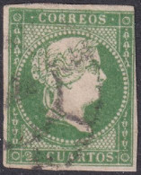 Spain 1856 Sc 44 España Ed 47 Used "1" (Madrid) Cartwheel (rueda) Cancel Small Thin - Usados