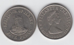 Jersey 1988 5p Coin (Large Format) Circulated - Jersey