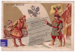 Rare Chromo 1880s Hutinet Au Bon Marché Paris Passeport Russie Drapeau Patriotisme Russia Neige A42-9 - Au Bon Marché