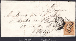 FRANCE N°13B SUR LETTRE AVEC BUREAU E ROMAIN DE PARIS + CAD 7E DISTRIBUTION DU 17/02/1862 - 1853-1860 Napoléon III.