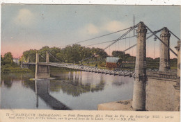 37. SAINT CYR SUR LOIRE. CPA COLORISEE. PONT BONAPARTE DIT " PONT DE FIL ". ATTELAGE. + TEXTE ANNEE 1916 - Saint-Cyr-sur-Loire