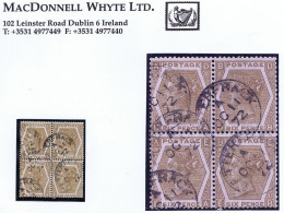 Ireland Galway 1872 Q Victoria 6d Chestnut Block Of Four Cancelled Single-ring LETTERFRACK OC 11 72 Cds - Voorfilatelie