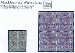 Ireland 1922 Dollard Rialtas 5-line Ovpt In Carmine On 4d, Fresh Used Block Of 4 WASHINGTON STREET CORK 26 MY 23 Cds - Gebruikt