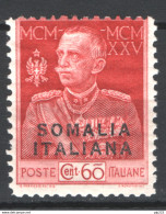 Somalia 1925 Sass.67 **/MNH VF/F - Somalia