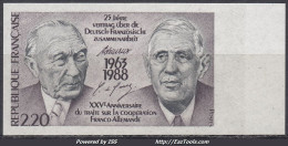 TIMBRE FRANCE DE GAULLE N° 2501 NON DENTELE NEUF ** GOMME SANS CHARNIERE - 1981-1990