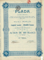 Titre De 1923 - PLADA - Société Anonyme - - Industrie