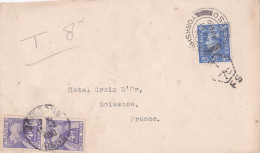 G-B-1950-lettre Taxée OSSETT Pour Soissons-02 (France)-timbre Seul Sur Lettre,cachet  Date  13-2-1950--cachet T  7c FS - Brieven En Documenten