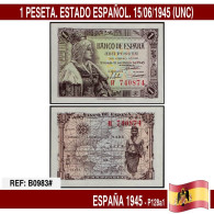 B0983# España 1945. 1 Pts. Estado Español (UNC) P-128a1 - 1-2 Pesetas