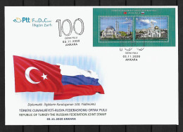 Joint 2020 Turkey And Russia, FDC TURKEY WITH SOUVENIR SHEET: Mosques - Gezamelijke Uitgaven