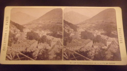 PHOTO FIN XIX EME  STEREO  EAUX BONNES VUE DE LA BUTTE DU TRESOR - Stereo-Photographie