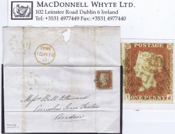 Great Britain 1843 Imperf 1d Red Plate 25 IJ, Used On Cover To London Tied By Coventry Distinctive Maltese Cross - Briefe U. Dokumente