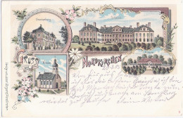 Gruss Aus NORDKIRCHEN  Kreis Coesfeld Color Lithographie Oranienburg Schloss Kirche Gärtnerei 21.8.1903 Gelaufen - Coesfeld