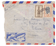 Congo Belge 282 291 Masques Union Minière Du Haut Katanga UMHK Kolwezi Thuin Belgique 1949 - Storia Postale