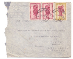 Congo Belge 284 290 Masques Union Minière Du Haut Katanga UMHK Kolwezi Thuin Belgique 1948 - Storia Postale