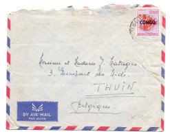 KATANGA 394 Fleurs 6f50 De Elisabethville à Thuin Belgique 1960 - Katanga