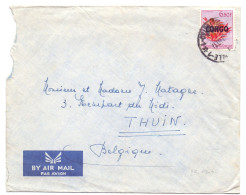 KATANGA 394 Fleurs 6f50 De Elisabethville à Thuin Belgique 1960 - Katanga