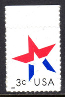 USA - 2002 3c STAR SELF- ADHESIVE STAMP FINE MNH ** SG 4100 - Ongebruikt