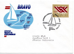 60513 - Lettland - 1992 - 100K Lettisches Olympisches Kommittee EF A OrtsBf SoStpl RIGA - COLUMBUS-REGATTA - Sailing