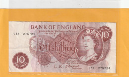 BANK OF ENGLAND  .  10 SHILLINGS  .  N.D.  Sign. :  L.K. O'BRIEN     .  2 SCANNES - 10 Schillings